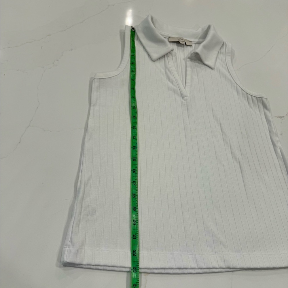 LOFT Ribbed Collared Tank Top White - Picture 5 of 7